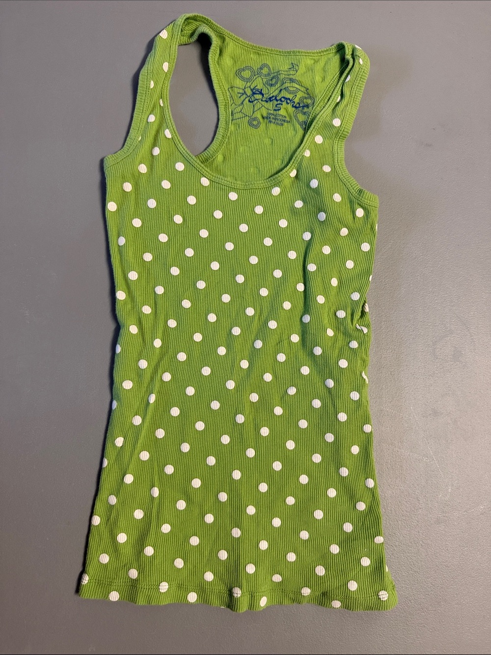 Girls Green Polka Dot Tank Top - Casual Summer Layering